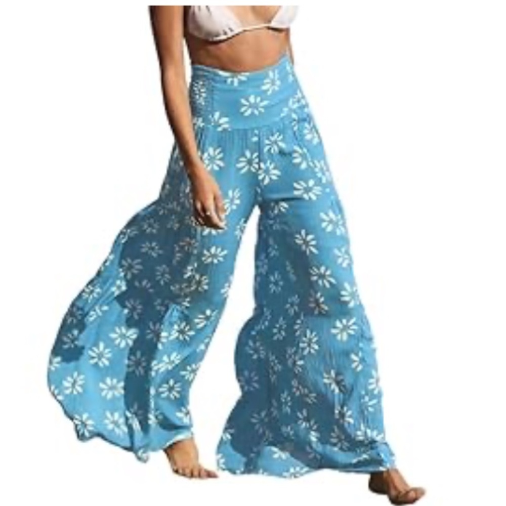 Floral Blue Women's wide leg pants